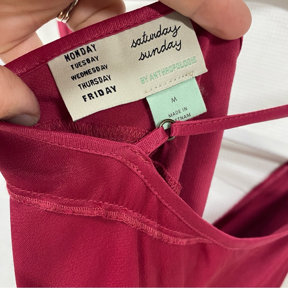 NWT Saturday Sunday Anthropologie Satin Slip Dress Women’s Medium Raspberry Pink - Picture 6 of 6